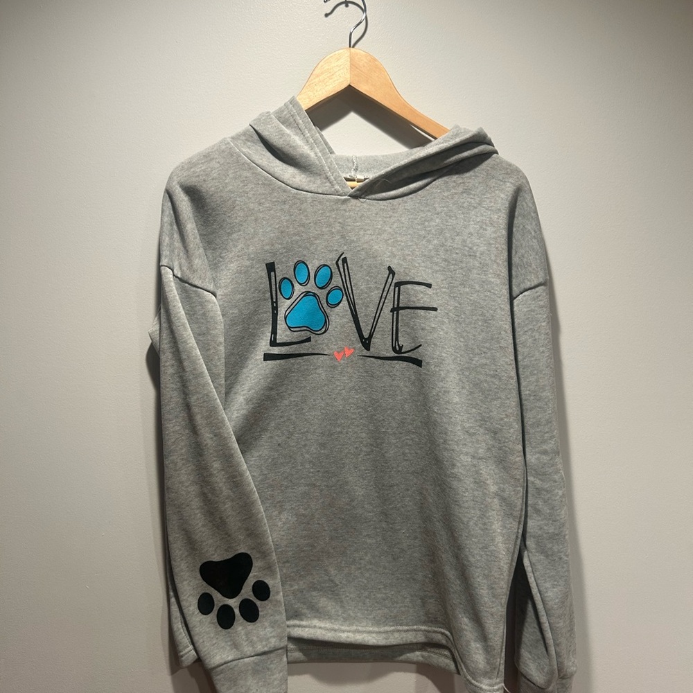 Gray Paw Print Hoodie